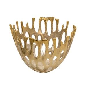 Gold Sculptural Metal Decorative Bowl